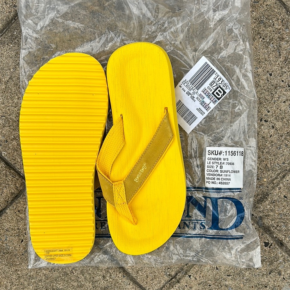 Land's End, Women's Size 7, Sunflower Yellow Eva Web Thong